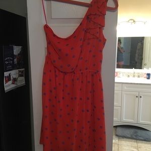 Polka dot one shoulder dress